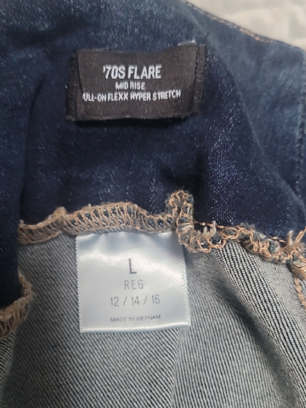 Express Dark Blue Flared Seam-Panel Jeans - Picture 3 of 4